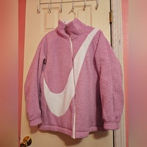 Nike Swoosh Jacket Reversible Sherpa Sport Training Pink